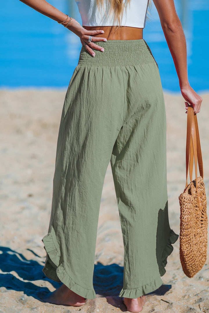 Pantalón ancho con volantes